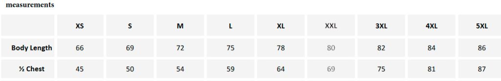 cardigan classic sizechart 021048